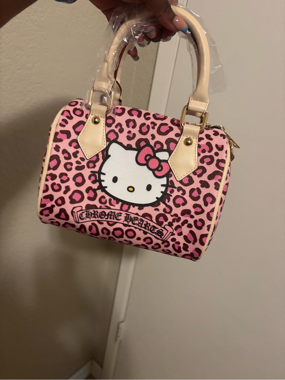 Hello Kitty Pink Leopard Print Mini Satchel - chrome hearts